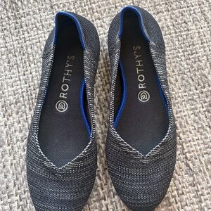 Rothy's Women's Black and Gray Flats with Blue Trim size 9.5